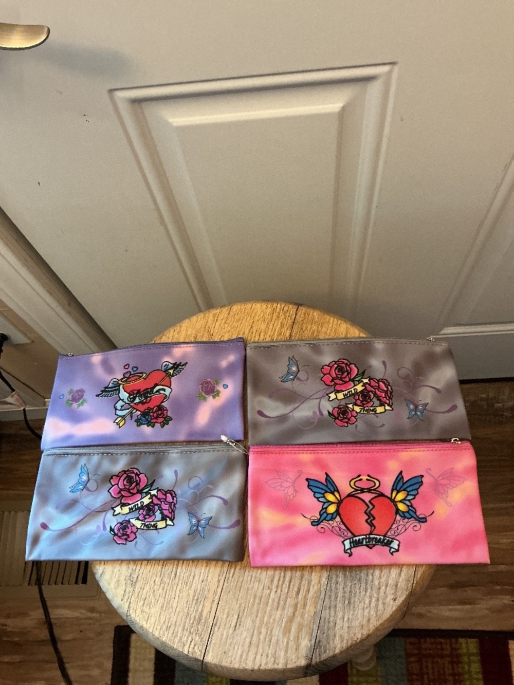 NEW Lot of 4 Pencil pouch Makeup Case Bag Heartbreaker Angel Wild Thing 😇 ✏️